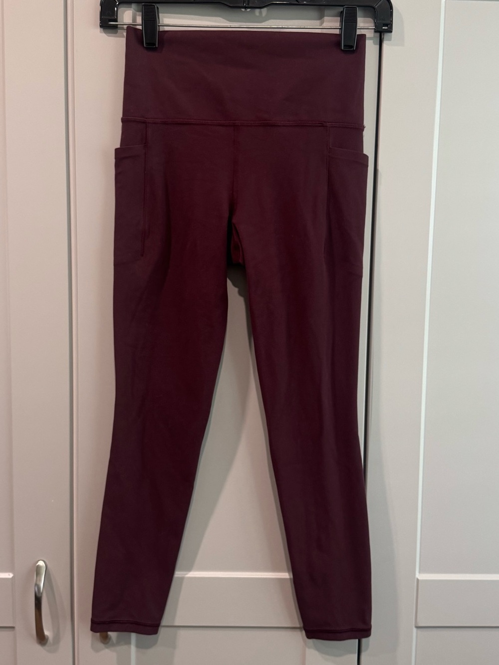 Athleta Burgundy High-Rise Leggings with Stash Pocket